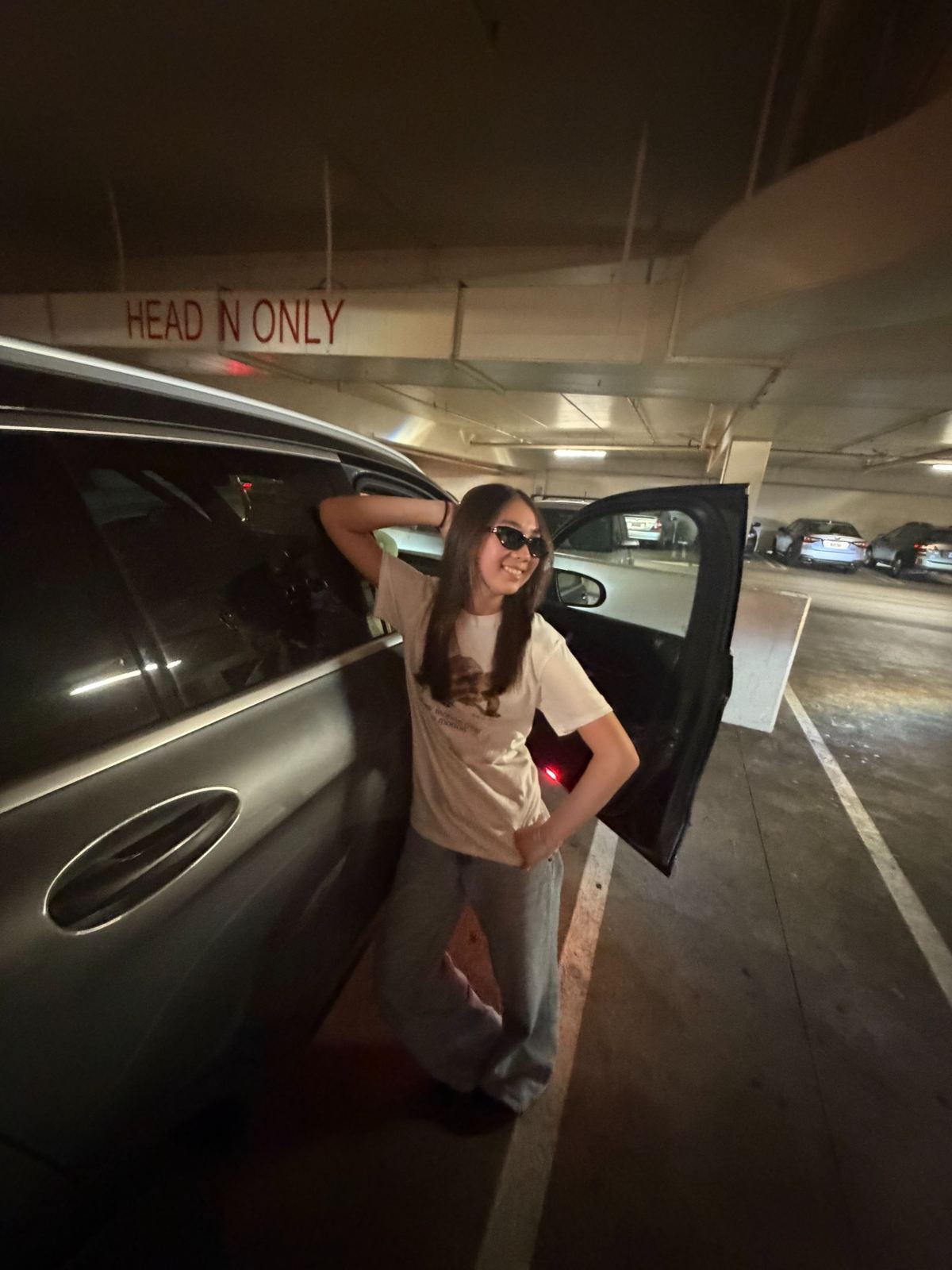 Abby in the parking garage
